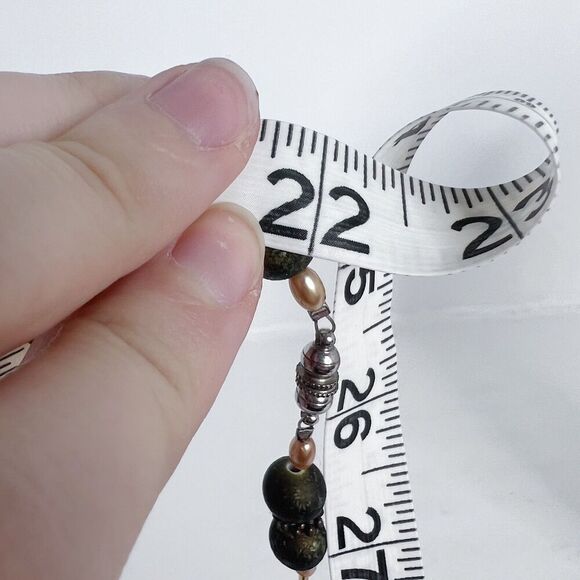 Green Beaded Silver Pendant Statement Necklace Boho - Picture 6 of 7